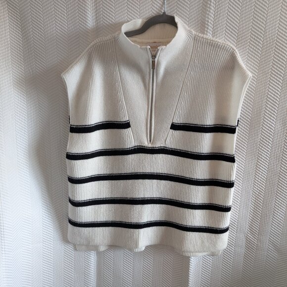 Laundry by Shelli Segal Striped Half Zip Sleeveless Pullover Large Coastal Chic - Picture 5 of 12